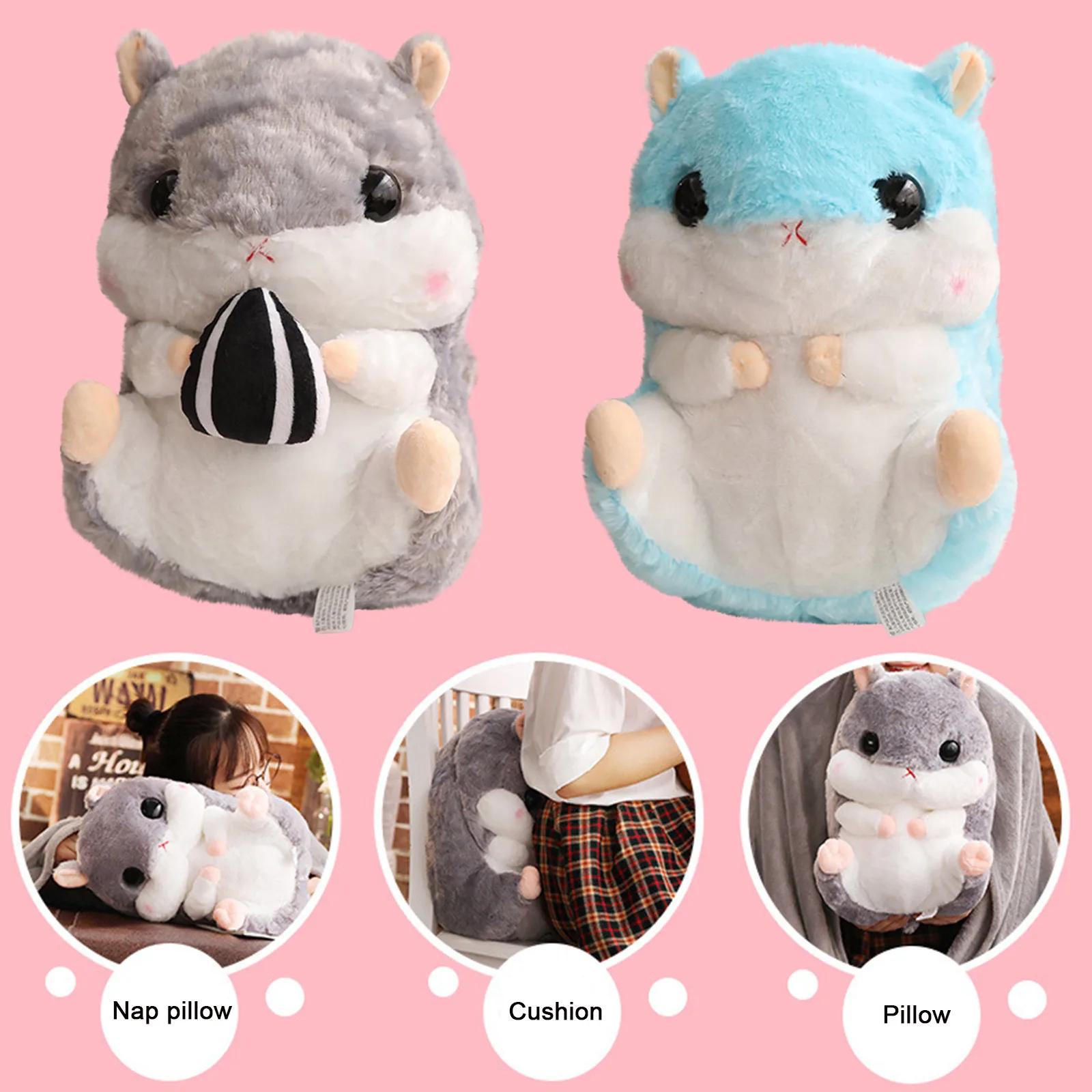 

Cute Plush Hamster Throw Pillow ,Cartoon Stuffed Animal Toys