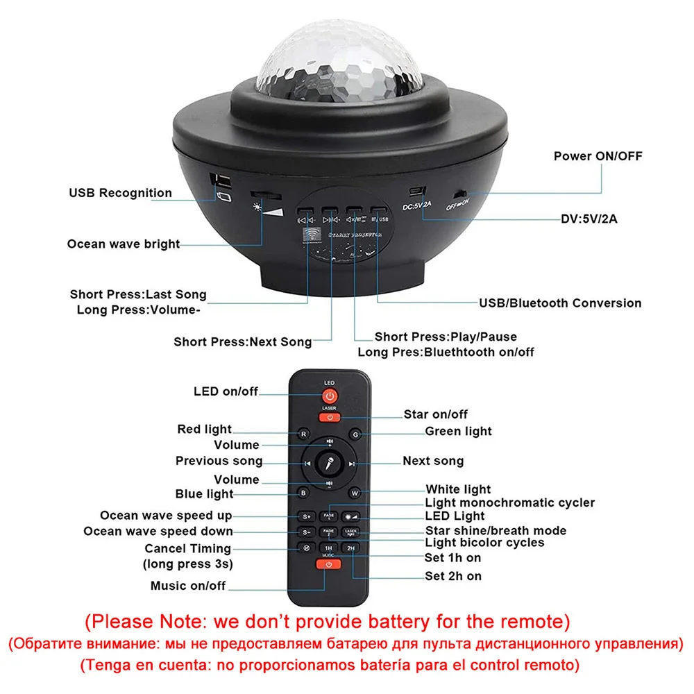 

Remote Galaxy Projector USB Music Star Projection Lamp LED Sky Starry Nightlight Bedroom Living Room Night Lamp Baby Child Gift