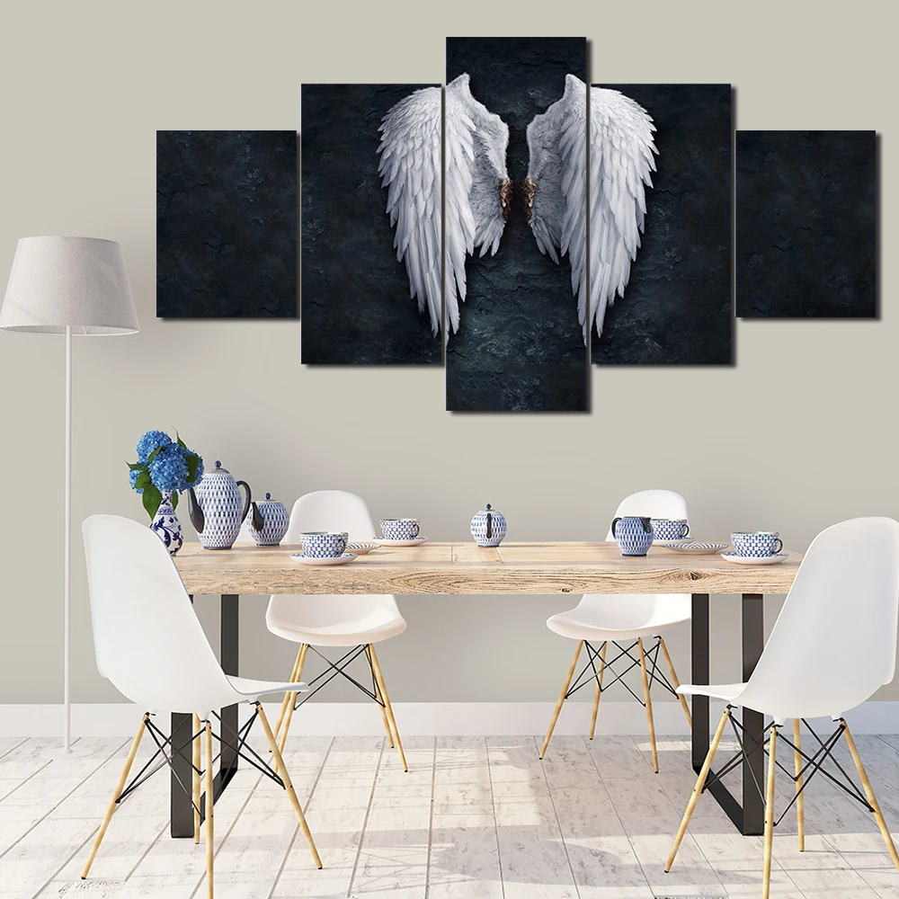 

Picture wall art canvas painting poster printing 5 panel powerful wing home decoration painting art printing canvas frame