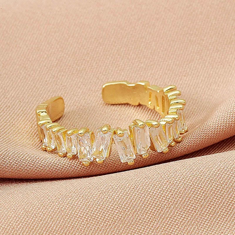 

2021 New Fashion Luxury Zircon Gold Opening Rings For Woman Gothic Finger Jewelry Wedding Party Girl's Ring Fashion Accessory