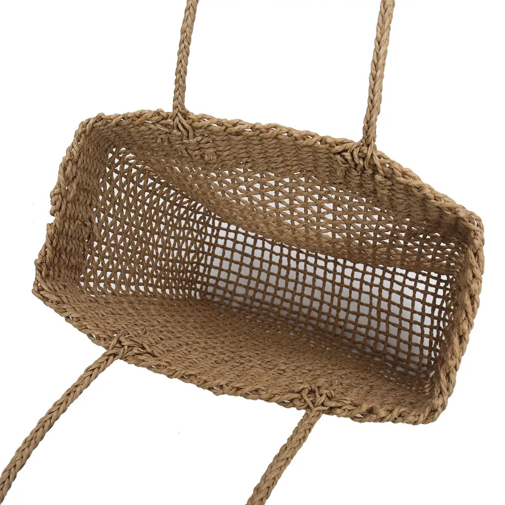 

Women's Fashion Satchels Straw Woven Bag Solid Color Square Versatile Button Shoulder Bag Wild Casual Hollow Bag Hot Apr 16