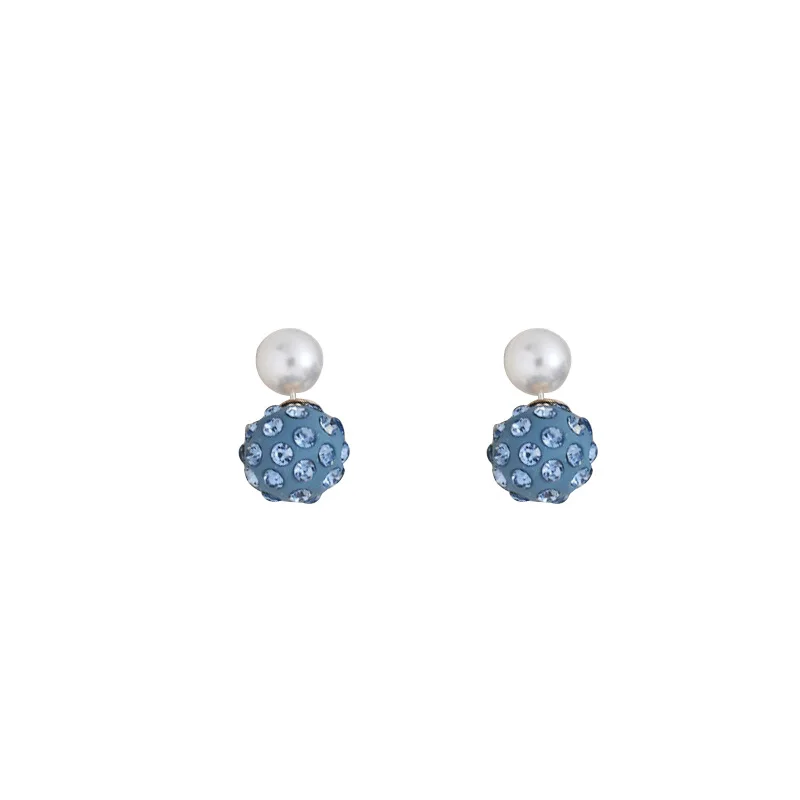 

Simple geometric temperament, high sense of matte diamond-studded double-sided pearl earrings, ball earrings