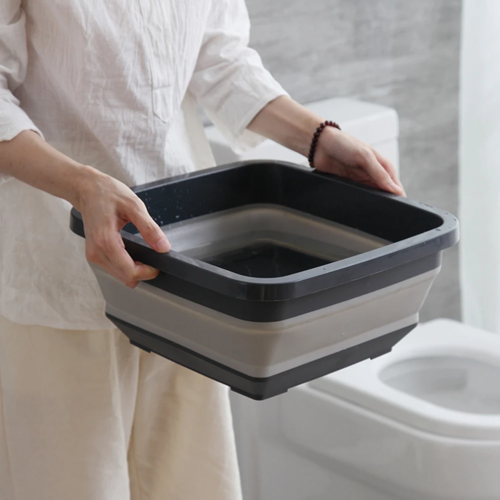 

2021 Square Portable Fruit Tray Camping PP Travel Thickened Kitchen Retractable Bucket Non Slip Folding Washbasin Dish Tub Home