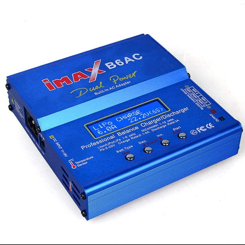 

RC Charger 6A 80W Imax B6Ac Dual Channel Ac Li-Ion Nimh Nicd Lipo Battery Charger with Balance Lcd Screen US Plug