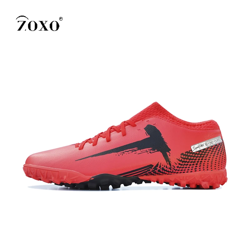 

ZOXO Turf Red Men Soccer Cleats Soft Breathable Training Football Boots Academy Training Tf Artificial Grass Sneakers