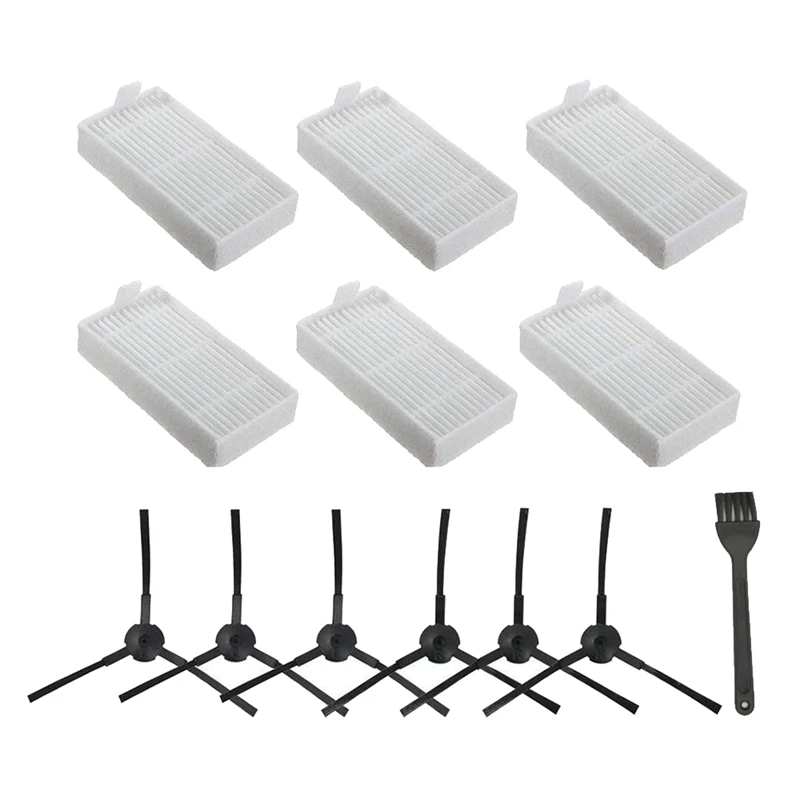

Replacement Accessories For ILIFE V3S V5 V5S V5S Pro Robot Vacuum Cleaner,6X Filters + 6X Side Brushes(Left+Right)