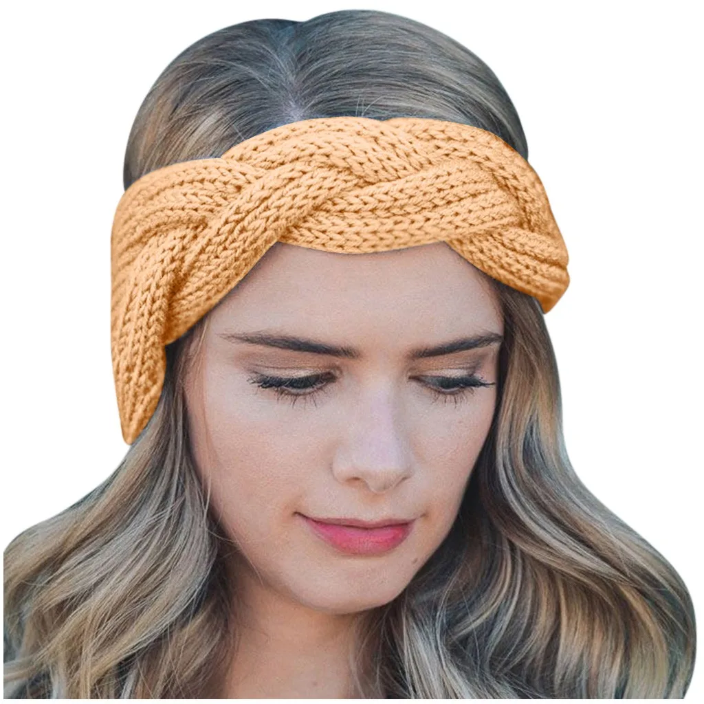 Вязаная повязка на голову модная женская вязаная плетеная лента супер широкая