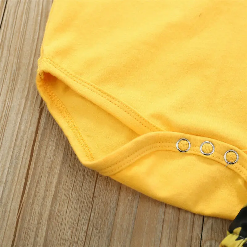 

US 3Pcs Newborn Baby Girl Clothes Romper Bodysuit Shorts Sunflower Summer Outfit