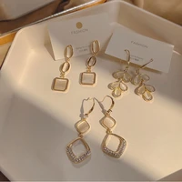 opal long earrings fashion trend cold wind earring metal exquisite and elegant banquet geometric tassel simple women earrings