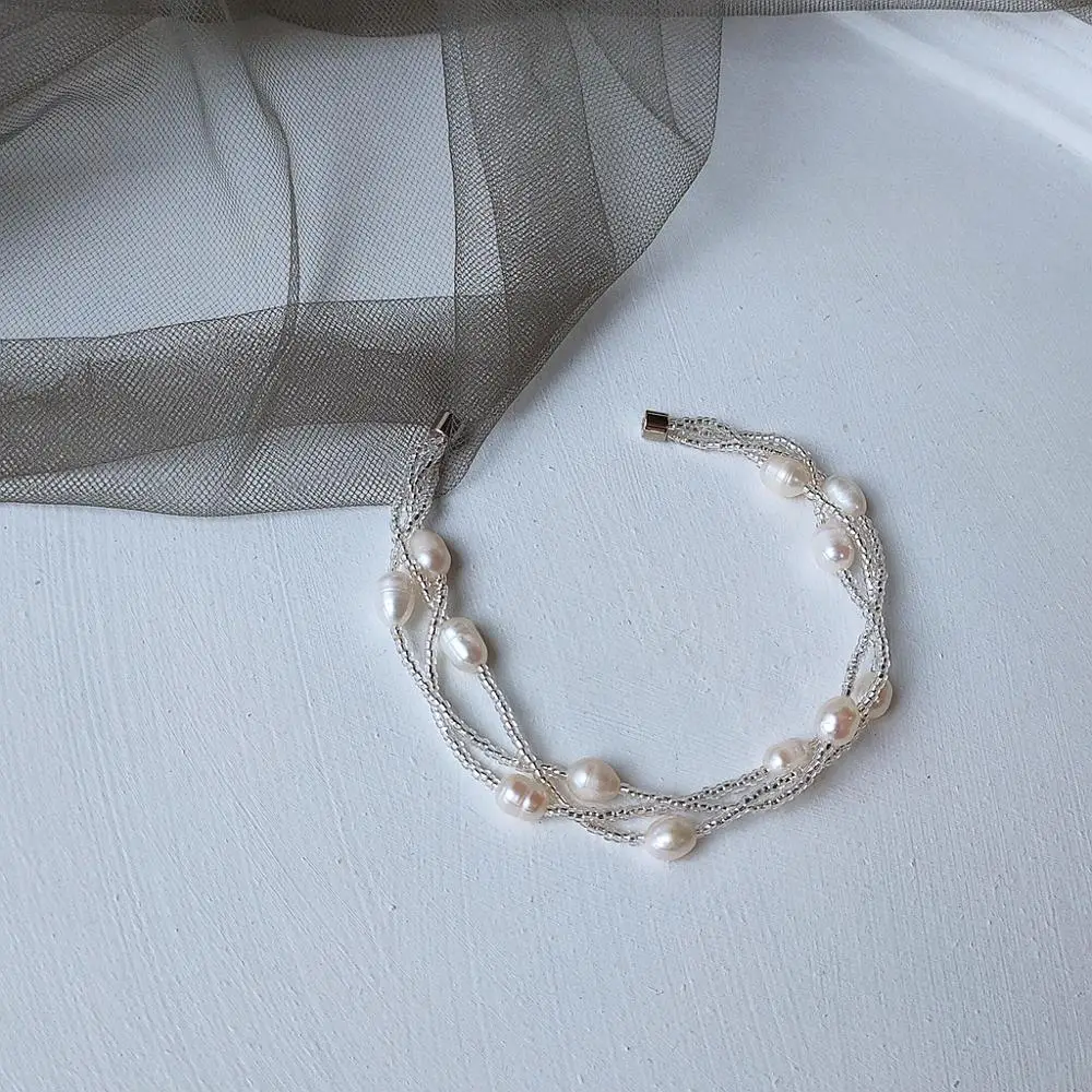 Женский браслет ручной работы из натурального пресноводного жемчуга