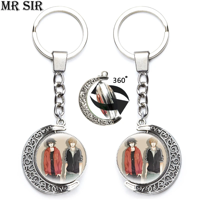 

Anime Death Note Keychain Rotatable Moon Cartoon Figures L·Lawliet Yagami Light Double Sided Key Chains Keyrings Cosplay Jewelry