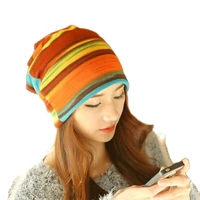 1 pcs fashion autumn winter stripe empty knitted cap skullies beanies scarf hats two use for women 4 colors free shipping