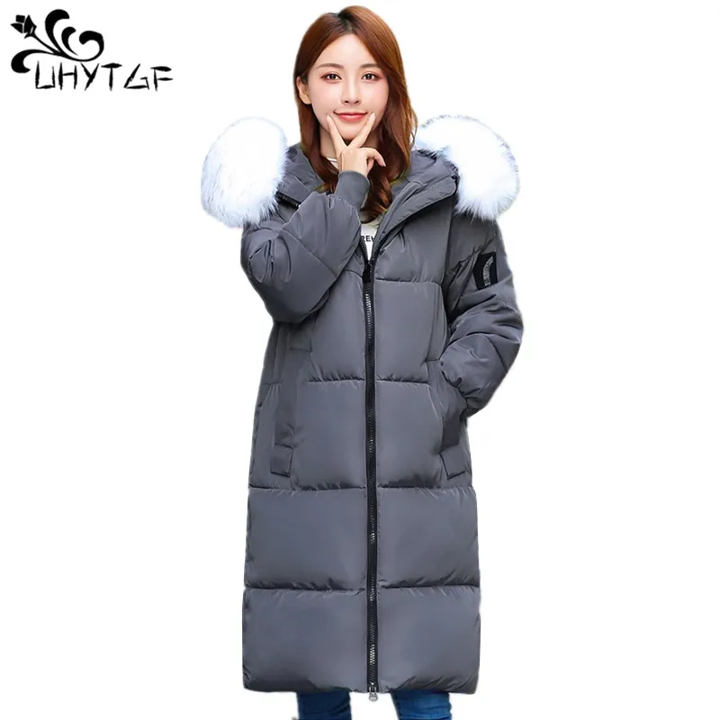 

UHYTGF New Women's cotton Coat Korean XL-7XL Plus size Parka Female Down cotton Jacket Warm Long Thicken Winter Coats Women X542