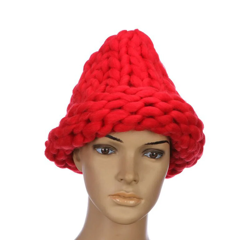 fashion girl Women Knitted Hat Coarse Wool Casual Warm Handmade for Girls Beanies Winter Clothing Supplies Sweet Candy Color | Аксессуары