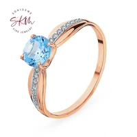 skm vintage tapaz rings with diamond 14k 18k rose gold rings for women wedding rings designer promise luxury fine jewelry