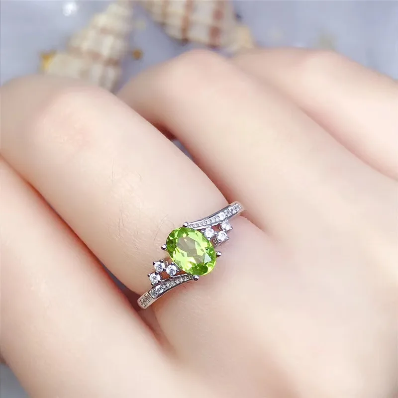 

LeeChee natural peridot ring real 925 solid sterling silver fine jewelry for women anniversary gift green gemstonge free ship