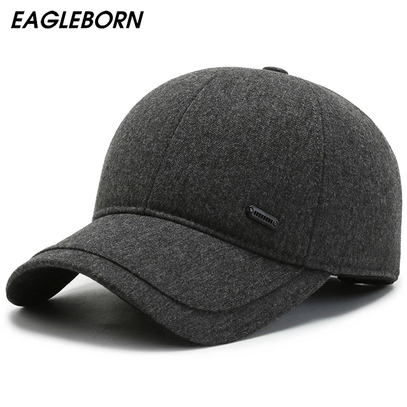 

New Men Hats Winter Middle-aged Elderly Dad Hat Warm Hats Plus Velvet Thickened Caps Wind Cold Baseball Caps Ear Protection Caps