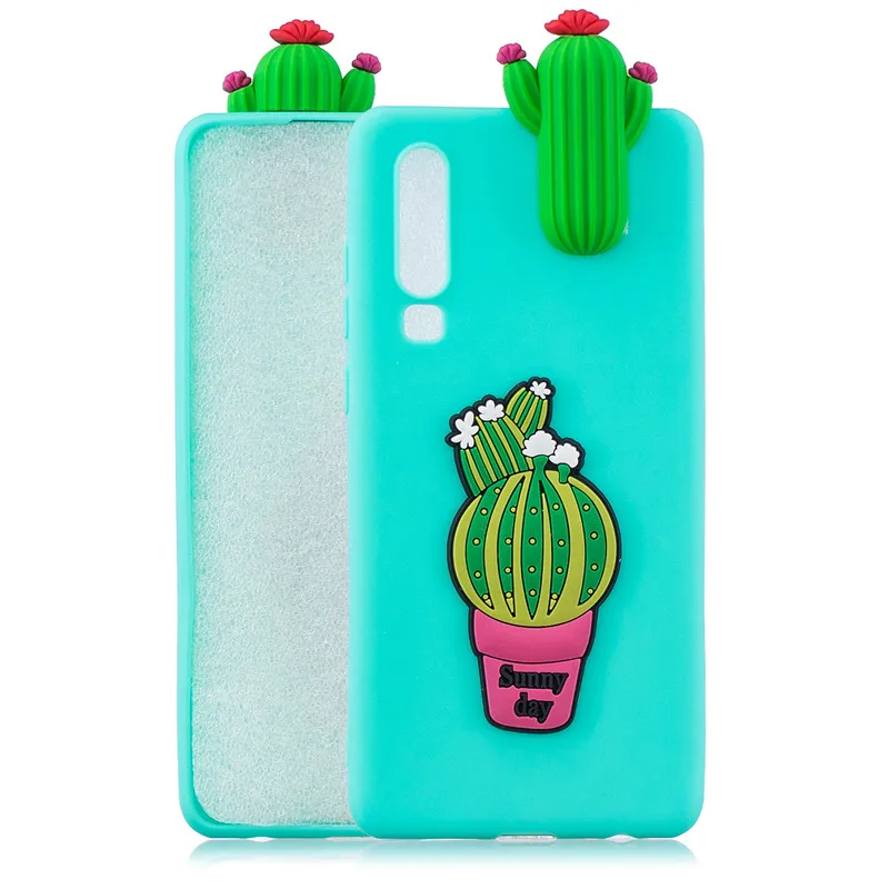 3D Милый Панда Единорог кактус силиконовый чехол для телефона на Fundas huawei P30 P30 Pro P30 Lite чехол для женщин и детей