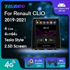 Автомобильный радиоприемник 2DIN Android 9,0 для Renault Clio 2019 2020 2021 Tesla Style, автомобильный мультимедийный плеер, навигация GPS Bluetooth 4G