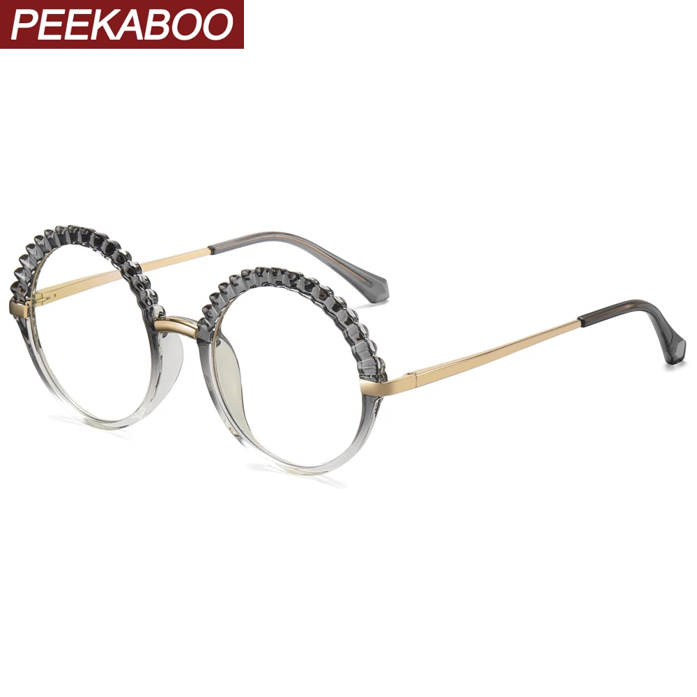 

Peekaboo Модные женские очки для компьютера uv400 круглые оправы для очков женские Украшения Женские аксессуары Половина металла