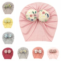 2021 cute baby beanie cap with big floral bowknot stuffed lovely girl solid stretch brimless hat 8 colors for 0 12 months infant