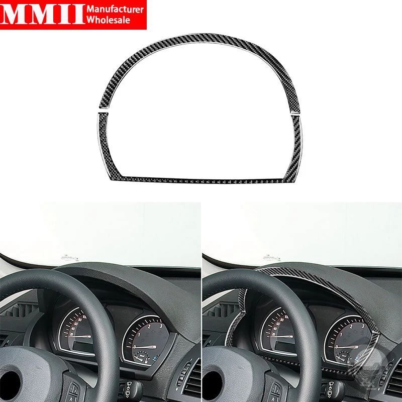 Carbon Fiber Sticker For BMW X3 E83 2004 2005 2006 2007 2008 2009 2010 Instrument Panel Speedometer Frame Strips Car Accessories