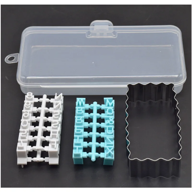 

1 Set Biscuits Baking Printing Alphabet Mold and Cookies Cutter Set Word Press Stamp Baking Mold Cookie Embossing Mold with Box