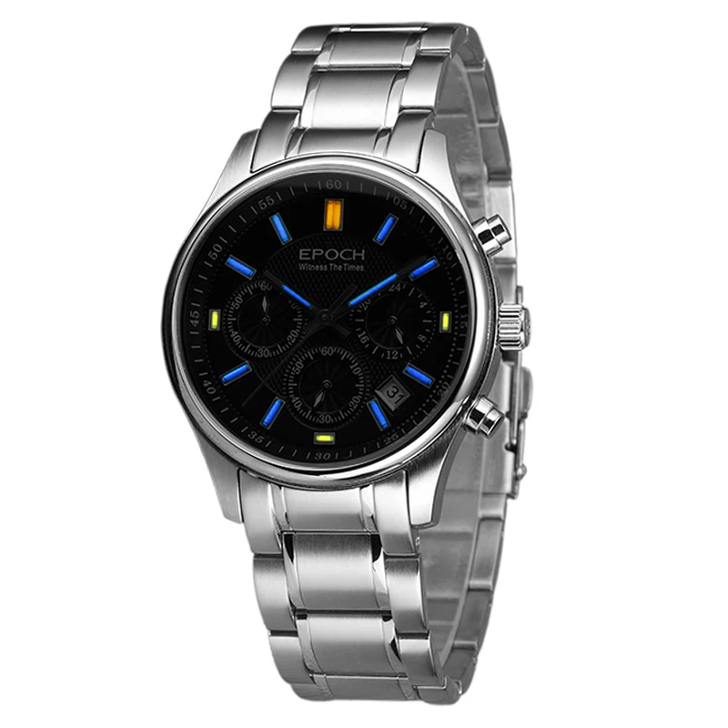 Мужские часы хронограф EPOCH мужские T100 с Тритием Кварцевые спортивные наручные 100