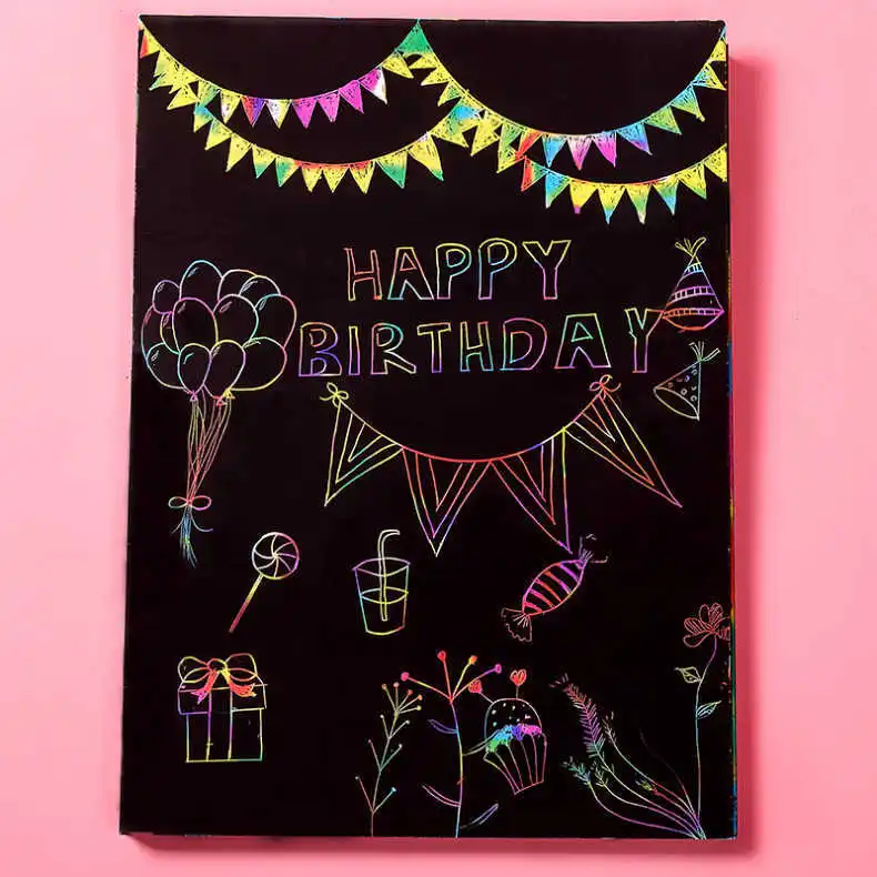 

50PC Scratch Note Children's Creative DIY Scratch Painting Colorful Graffiti Notebook Creative DIY Environmental Friendly Puzzle