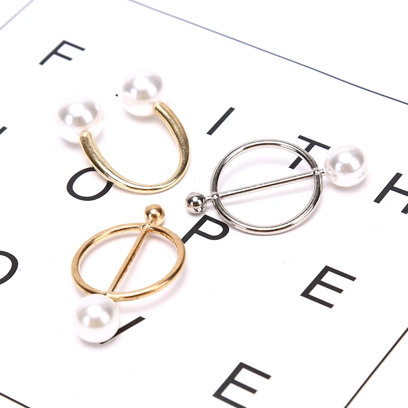 

Pearl Brooch Pin Silk Scarf Buckle Women Shawl Scarf Clip Jewelry Accessories