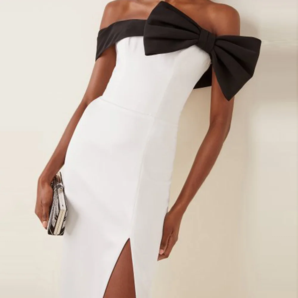 

Wholesale Women's White Slash Neck Strapless Elasticity Sexy Celebrity Cocktail Party Bandage Dress