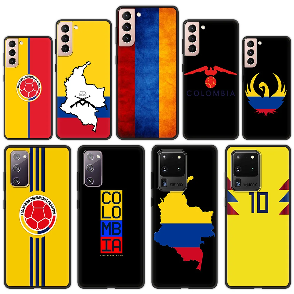 

Colombia Flag football Case For Samsung Galaxy S20 FE S21 Ultra S20 S10 S9 Plus S10E S8 Phone Case Luxury Silicone Black Cover