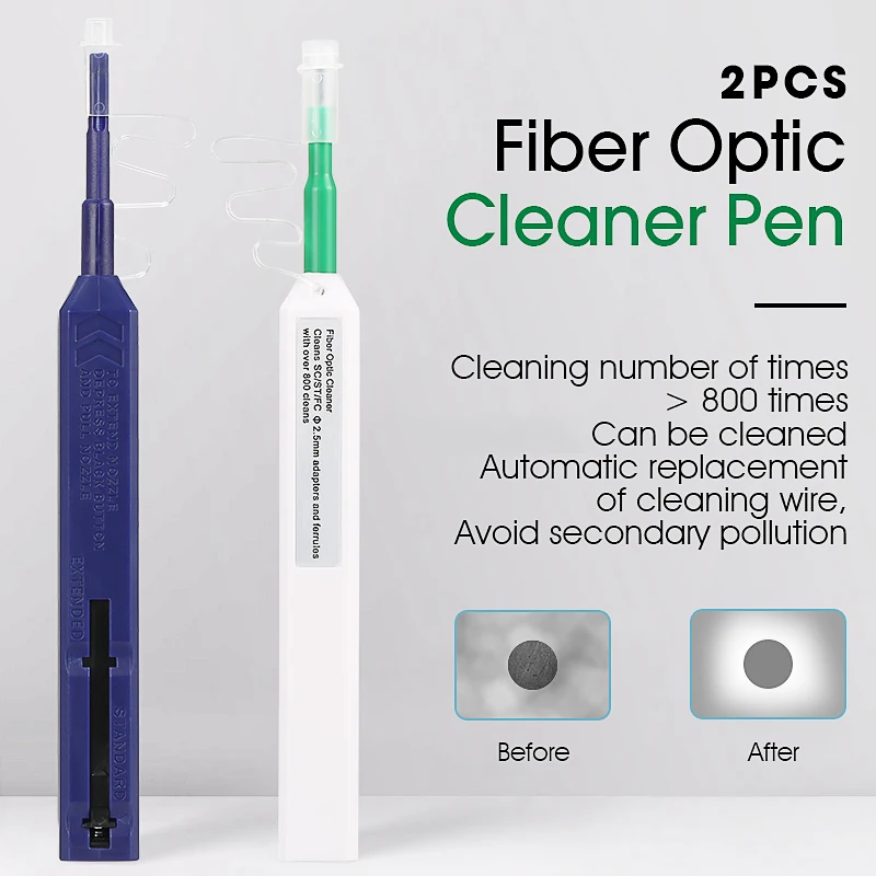 2-5pcs/lot 1.25mm(LC/MU)One Touch Cleaning Tool 2.5mm(SC/ST/FC/E2000) FTTH Fiber Optic Cleaner Pen Cleaning Number of 800 Times