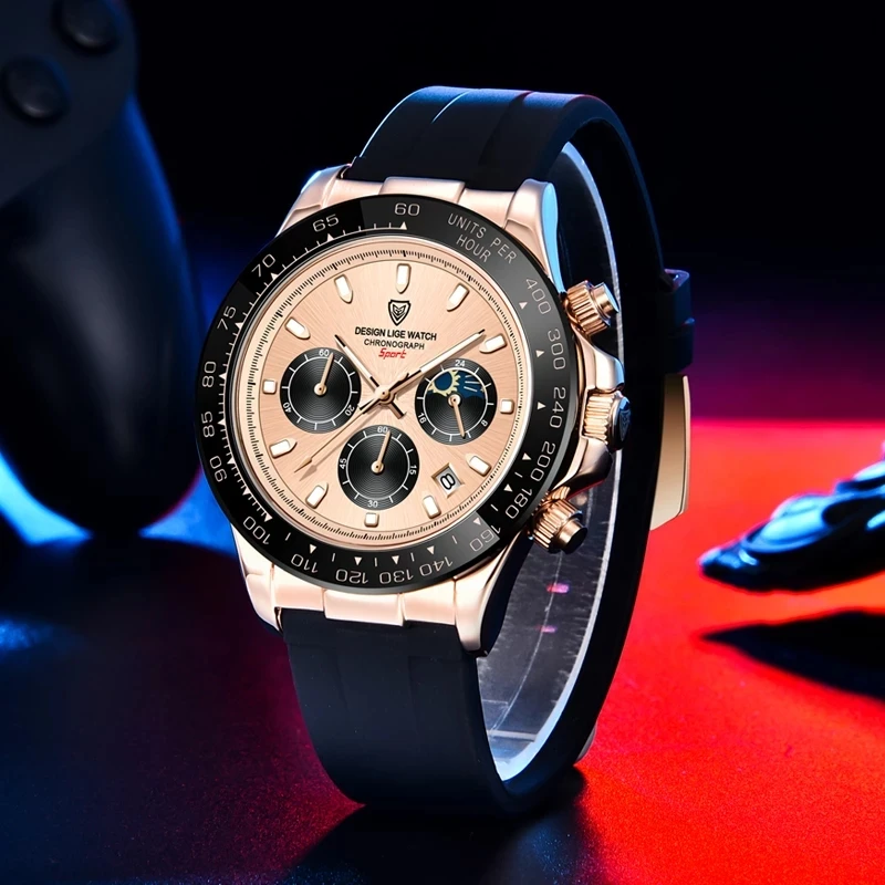 

Часы наручные LIGE Мужские кварцевые, повседневные спортивные модные брендовые Роскошные с хронографом