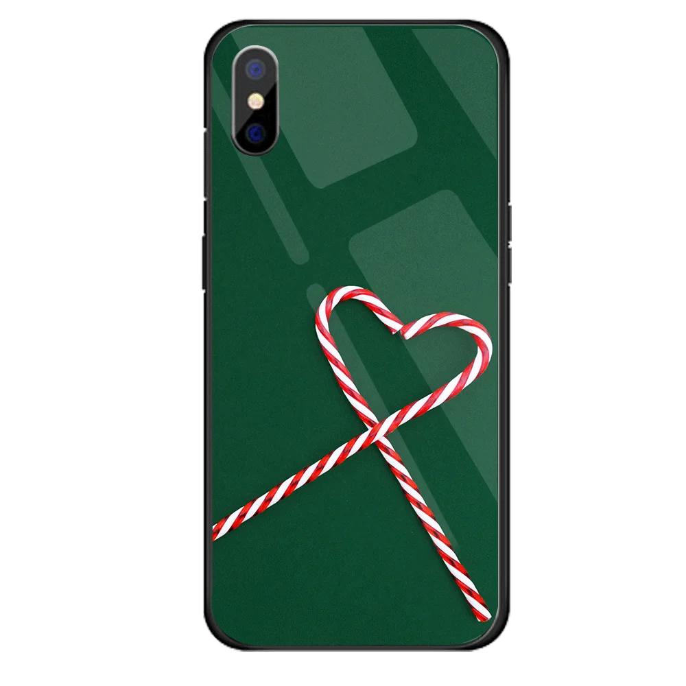 09 Роскошный Рождественский чехол для iPhone X XS XR XSMAX, жесткий стеклянный чехол Чехол для iPhone 5 5S SE 6 6S 7 8, новогодний подарок, Conque - Цвет: 09