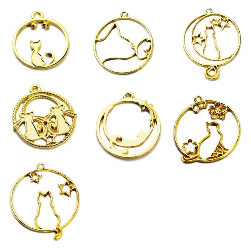 

7 шт./компл. искусственная металлическая граница звезда хвост поцелуй Кот моделирование DIY подвеска брелок Ювелирная рамка форма