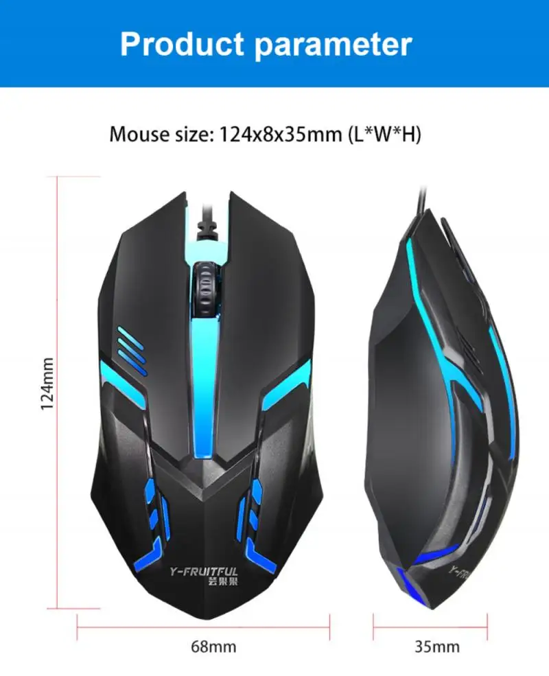 

Protable Wired Gaming Mouse Button LED 1000 DPI USB Computer Mouse Gamer Mice Silent Mause 3 Buttons Mice For PC Laptop