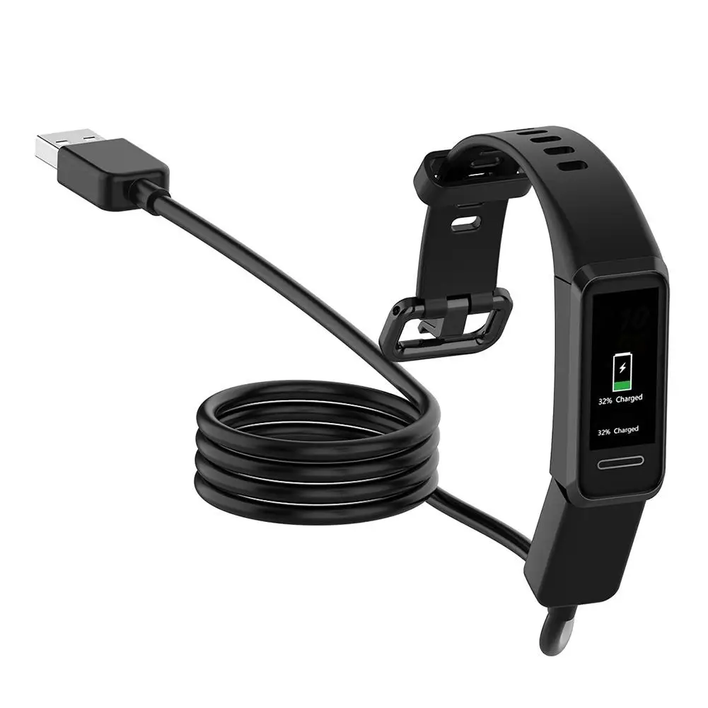 Portable 1m USB Charging Cable Black Extension Cord for Huawei Band 4/NIKE SportWatch GPS/Honor Band 5i/POLAR M200