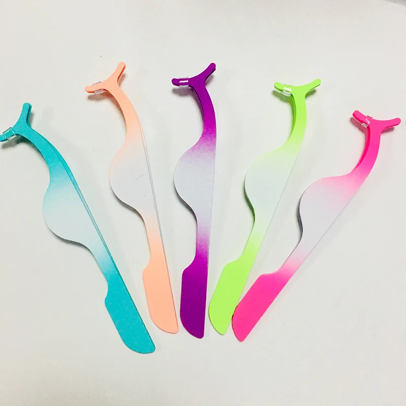 Gradient Color Mixed Пинцет для ресниц 20 шт./партия градиентные цветные наклейки с логотипами по индивидуальному заказу на аппликаторы для ресниц - Цвет: Gradient Color Mixed