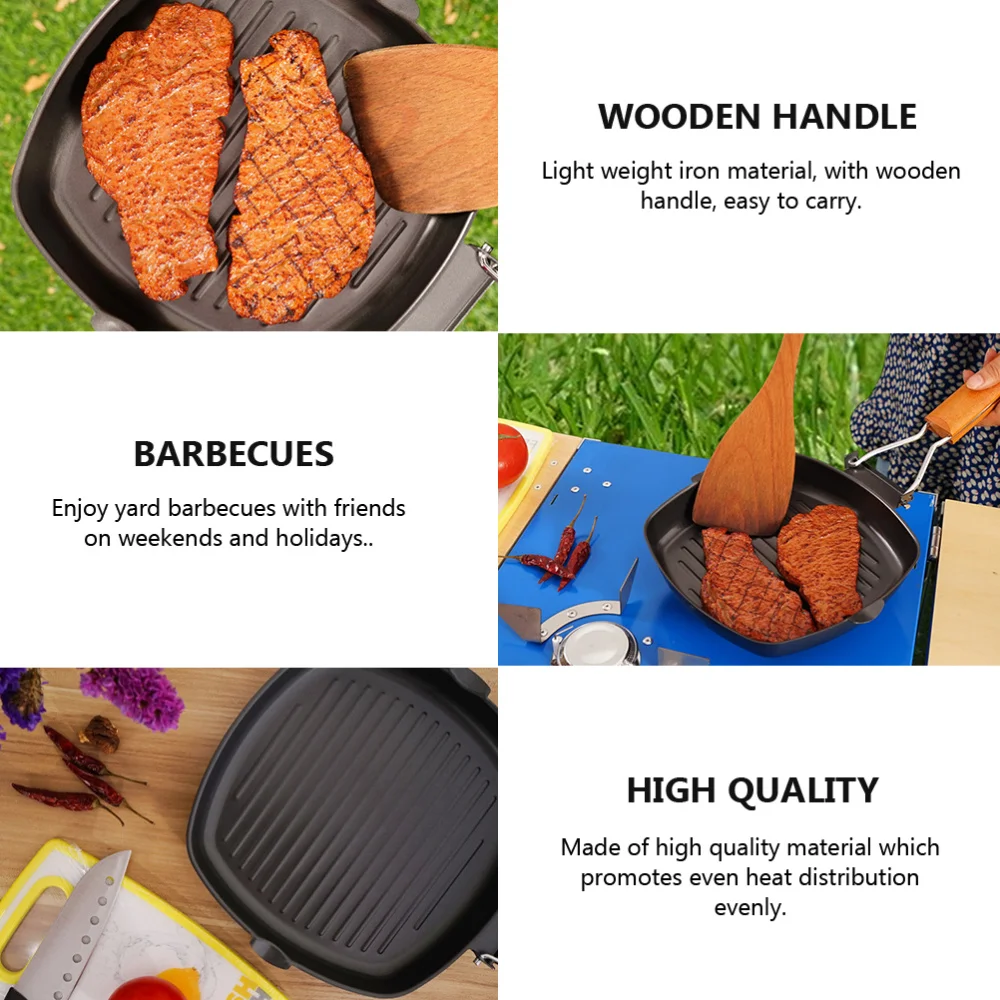 

1pc Steak Frying Pans Iron Frying Pan Household Pan Non-stick Iron Pan