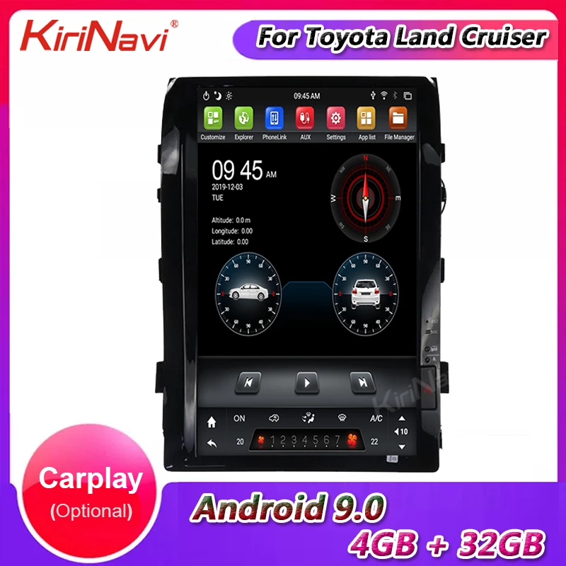 Автомагнитола KiriNavi 16 1 дюйма Android 9 0 с вертикальным экраном Тесла для Toyota Land Cruiser