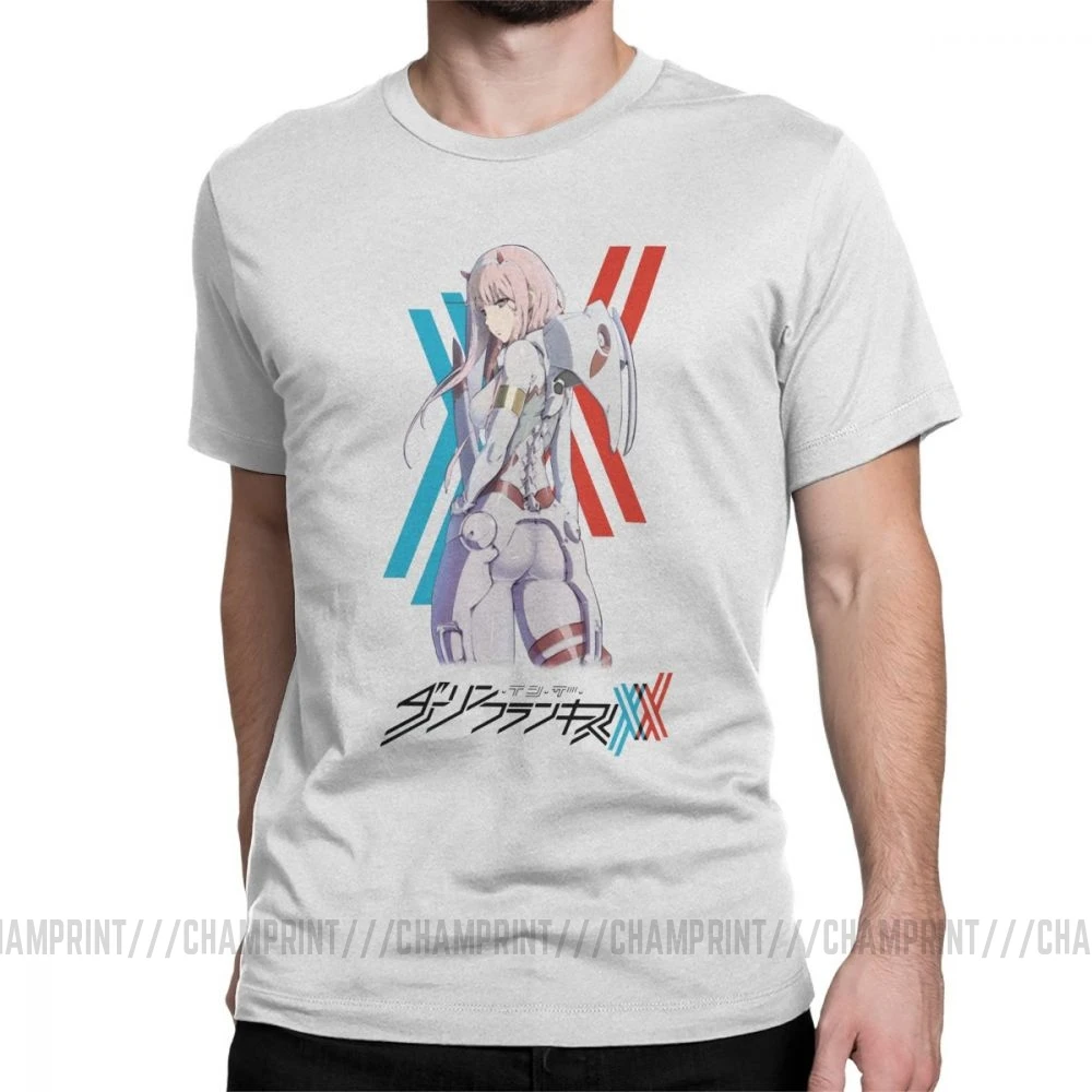 Darling In The Franxx 02 футболки Костюм Пилота Zero Two Мужская футболка стильная футболка из хлопка с короткими рукавами обычные Топы - Цвет: Белый