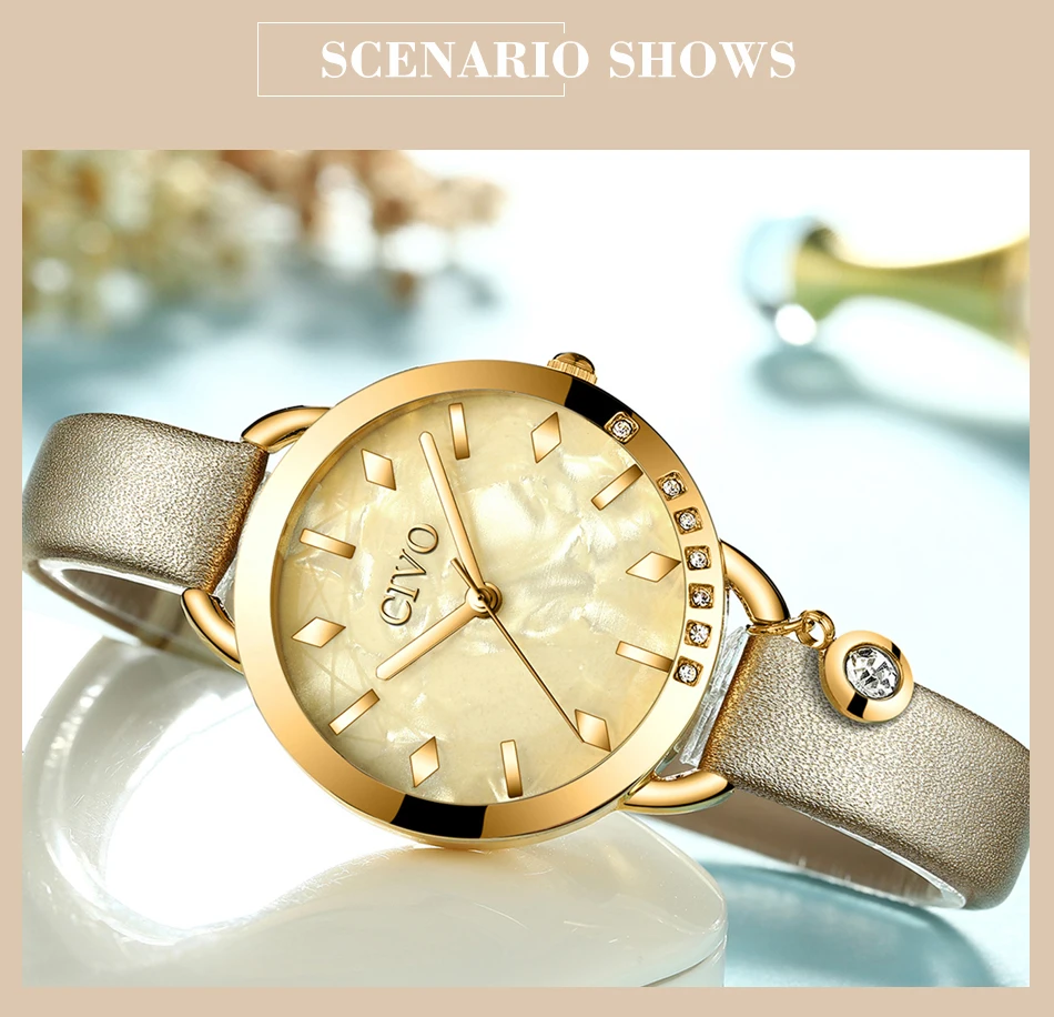 Relogio feminino CIVO модный синий кожаный ремешок женские наручные часы Роскошные Кристальные водонепроницаемые повседневные часы женские подарочные часы
