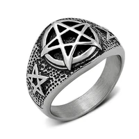 five star stainless steel rings for women and men unisex retro ring accessories