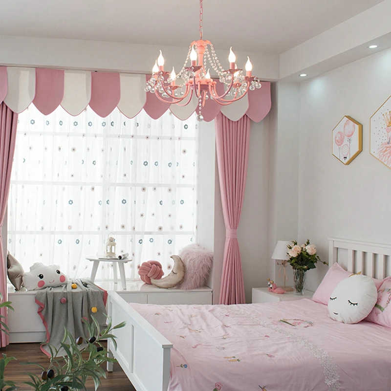 Детская комната многоцветный кристалл освещение синий черный розовый люстры для