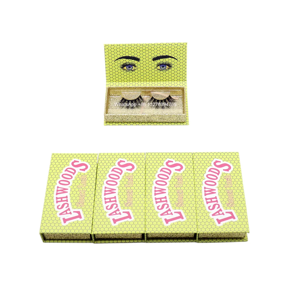 Искусственные желтые Чехлы для ресниц Индивидуальная коробка упаковки норковых