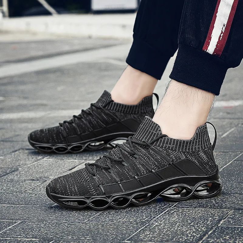 Новые мужские дышащие кроссовки Flyknit; мужские кроссовки для бега; большие размеры 39-48; мужские спортивные кроссовки для ходьбы и бега
