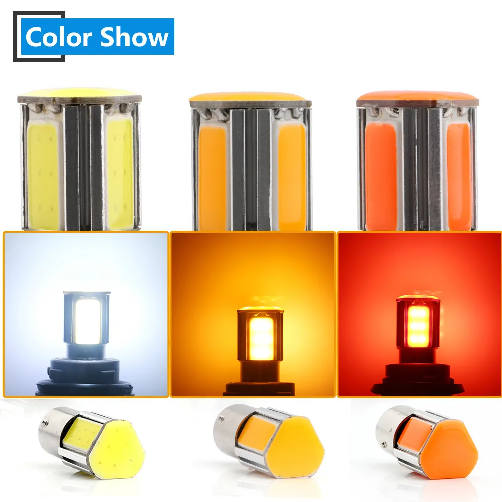 100 шт. светодиодные поворосветильник S25 COB 24 SMD P21W BA15S 1156 BAU15S PY21W 1157 bay15d P21/5W 12 В