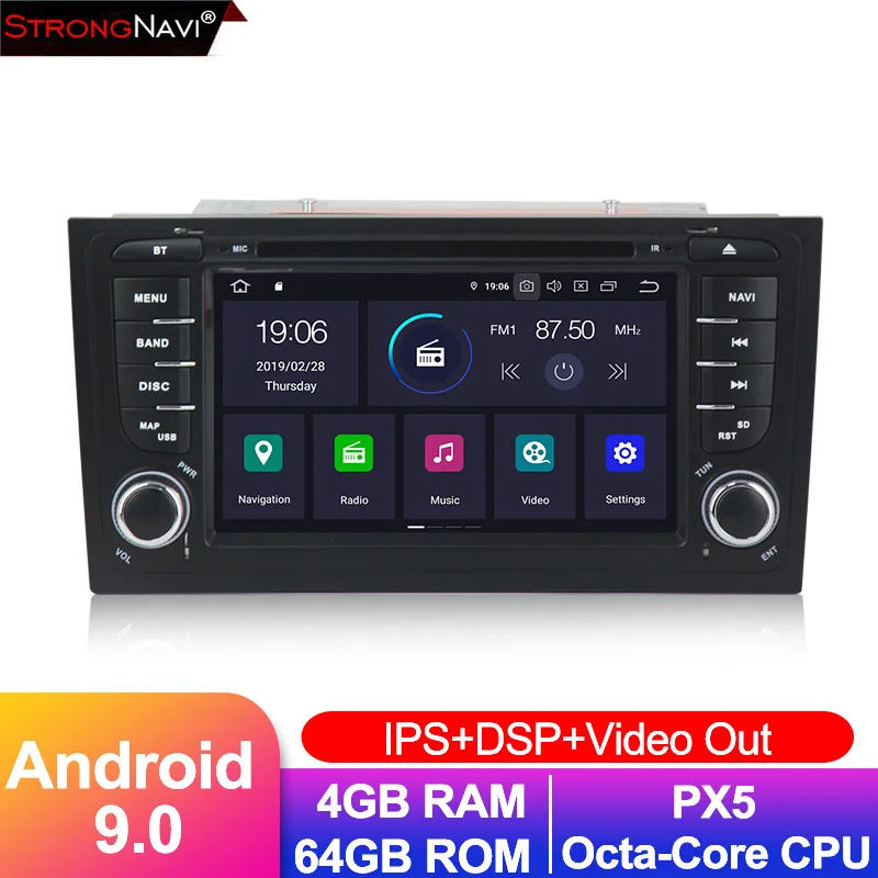 4G + 64G ips DSP автомобильный мультимедийный плеер gps два Din Android 9 DVD Automotivo для Audi/A6/S6/RS6