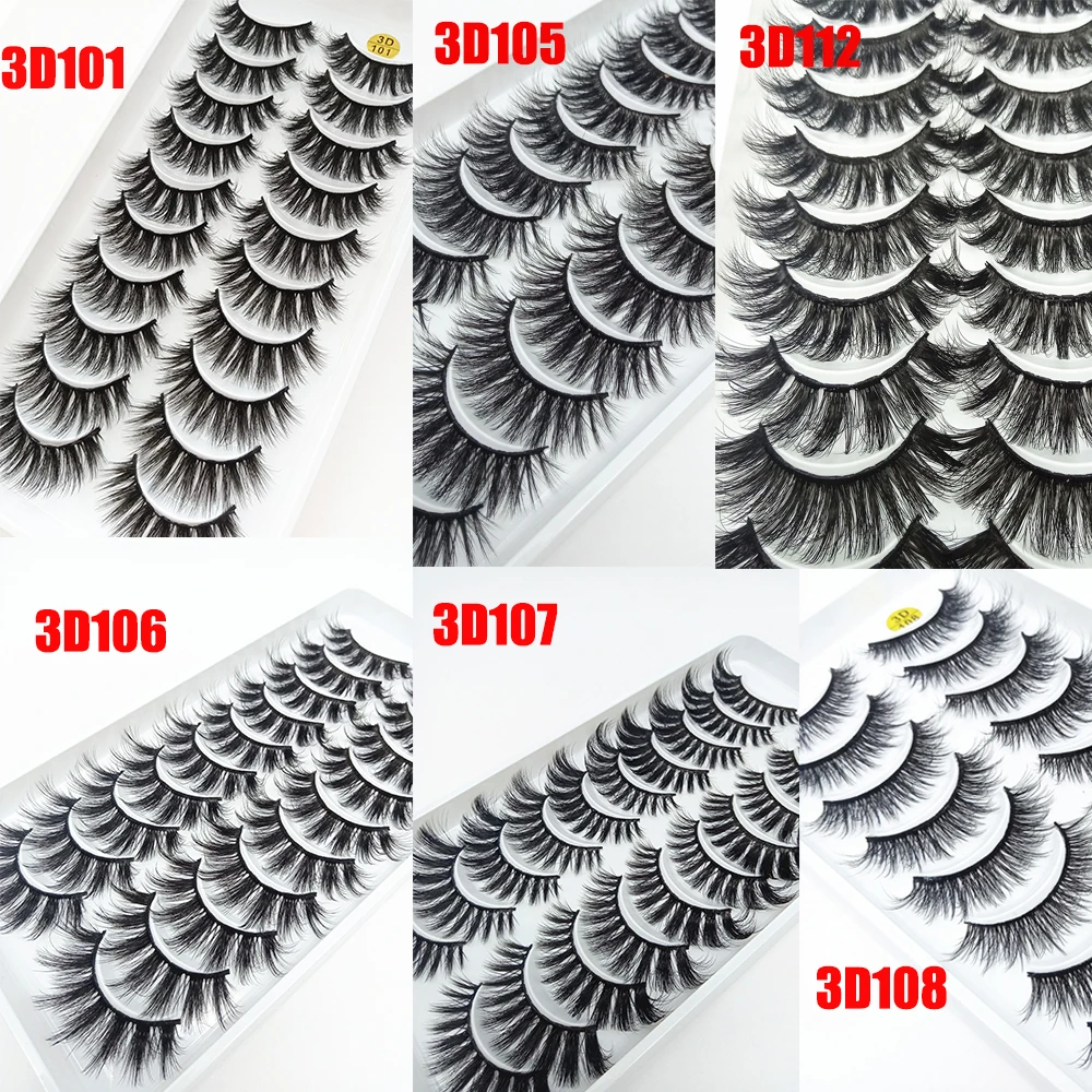 Новая мода 10 пар 3D полный объем толстые Wispies ресницы для наращивания норковые волосы Накладные ресницы инструменты для макияжа глаз ручной работы